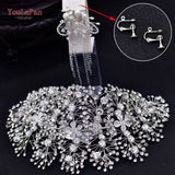 YouLaPan HP240 Golden Bride Hair Accessories Crystal Wedding Hair Jewelry Fascinator for Wedding Rhinestone Wedding Tiara