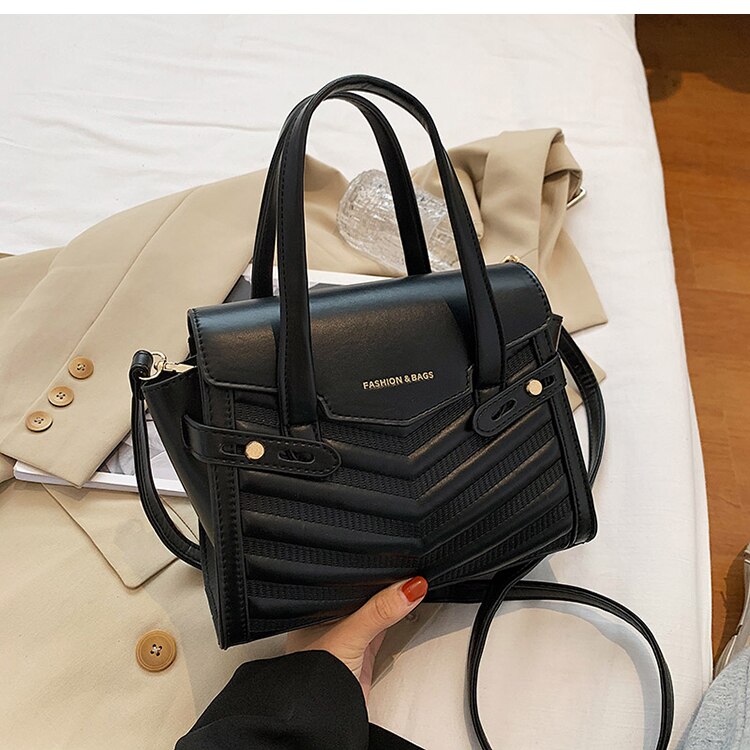 Winter Large Shoulder Bag black v-line Bags with handle Leather Pu Female Luxury Handbags Women Bags Designer Sac A Main Femme