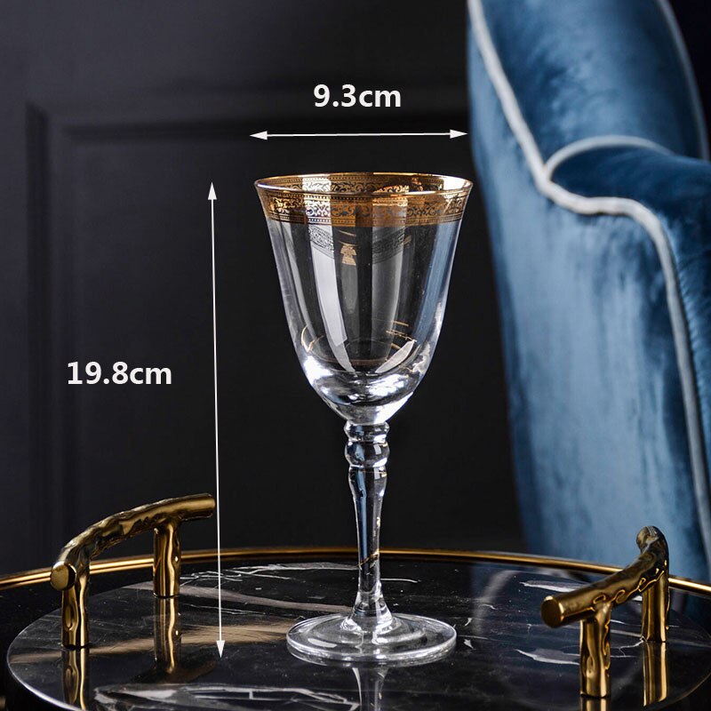 High quality Crystal glass cup golden side Goblet Wine Cup Champagne Glasses Creative Bar party hotel Home Drinking Ware