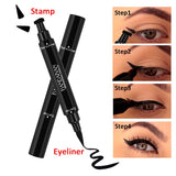 Double-Headed Eyeliner Stamp 2 In1 Quick-drying Liquid Eyeliner Waterproof Easy-to-use Stamp Eye Liner Black Smooth Eye Makeup