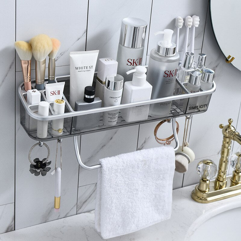 GESEW Multifunction Storage Shelf For Bathroom Home WC Shampoo Towel Rack With Hooks Corner Shelf Organizer Bathroom Accessories