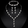 TREAZY Silver Color Rhinestone Crystal Bridal Jewelry Sets for Women Necklace Earrings Bracelet Set Wedding Jewelry Accessories