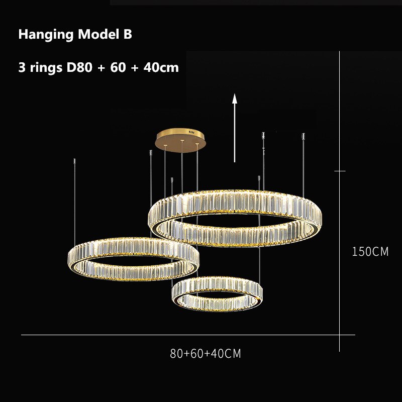 Modern Chrome Gold Steel Led Chandelier Villa Stairs Dimmable Circle Chandelier Lighting Foyer Hanging Chandelier Lamp Fixtures