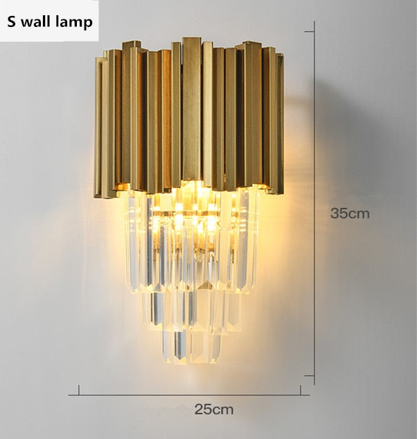 Luxury Plated Gold Metal Led Pendant Lights E14 Lustre K9 Crystal Luminarias Dining Room Straight Pendant Lamp Lighting Fixtures