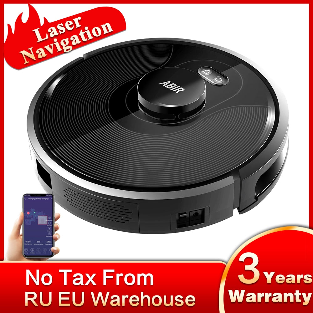 Robot Vacuum Cleaner ABIR X8, Laser Lidar Navigation,5000pa Suction,Multi-Floor Map,UV Lamp,Y Shape Wet Mopping, APP No-Go Zones