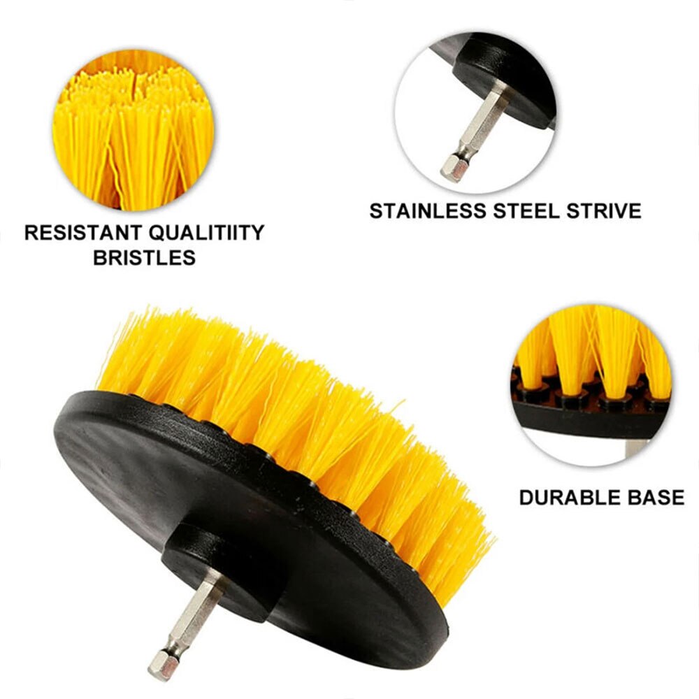 Car Wash Detailing Brush Power Drill Cleaning Scrubbing Brush Set Floors Cleaner Nylon Bristles Carpet Tile Scrubber Kit