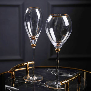 High quality Crystal glass cup golden side Goblet Wine Cup Champagne Glasses Creative Bar party hotel Home Drinking Ware