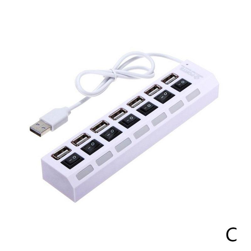 USB Hub 7 Port USB 2.0 Hub Splitter With ON/OFF Switch USB Hab High 5Gbps Multi Computer Accessories For PC Speed W1P8