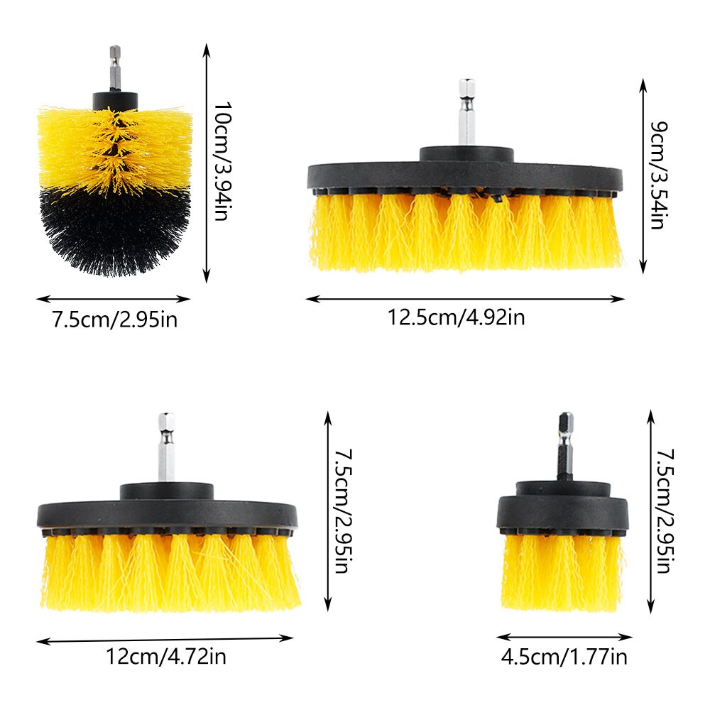 Car Wash Detailing Brush Power Drill Cleaning Scrubbing Brush Set Floors Cleaner Nylon Bristles Carpet Tile Scrubber Kit