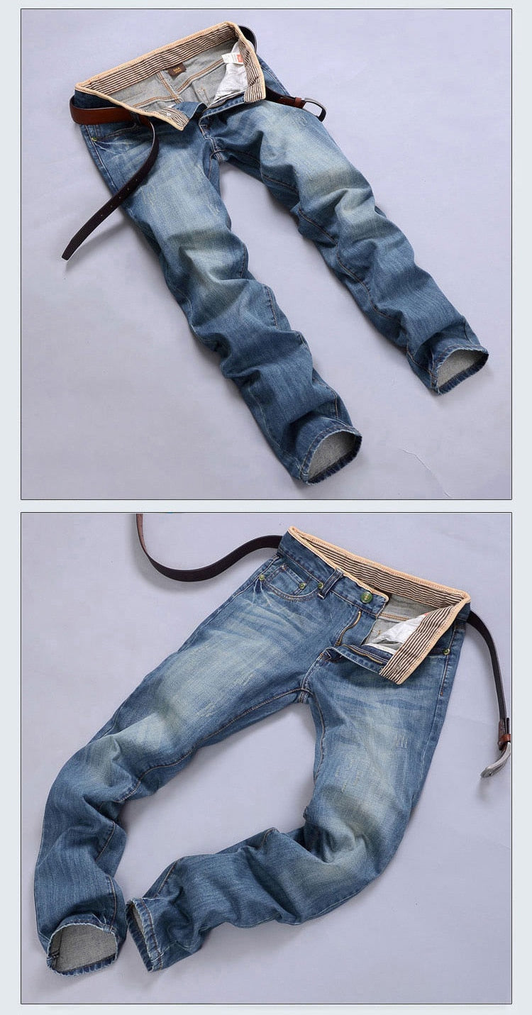 Men's Business Jeans Classic Spring Autumn Male Skinny Straight Stretch Brand Denim Pants Summer Overalls Slim Fit Trousers 2022