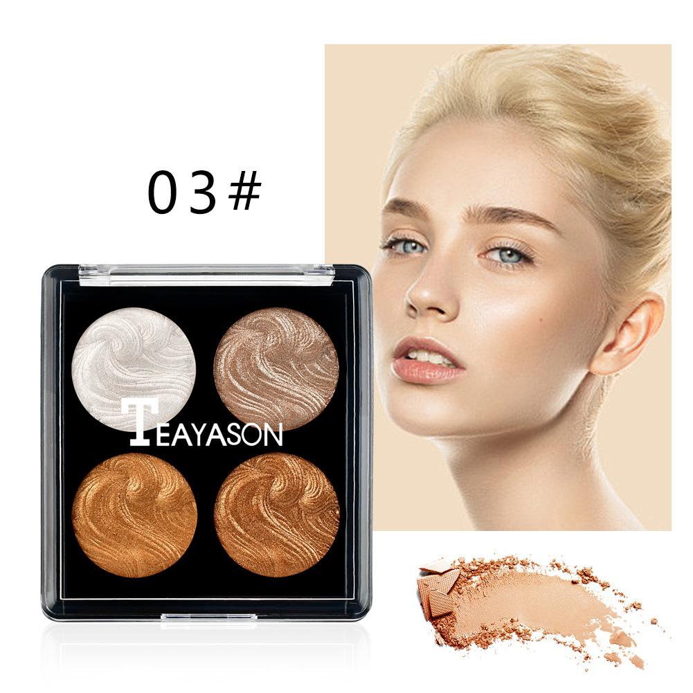 Blue ZOO 4 Colors Highlighter Powder Bronzing Powder Brighten Skin Shimmer Concealer Highlight Powder Palette