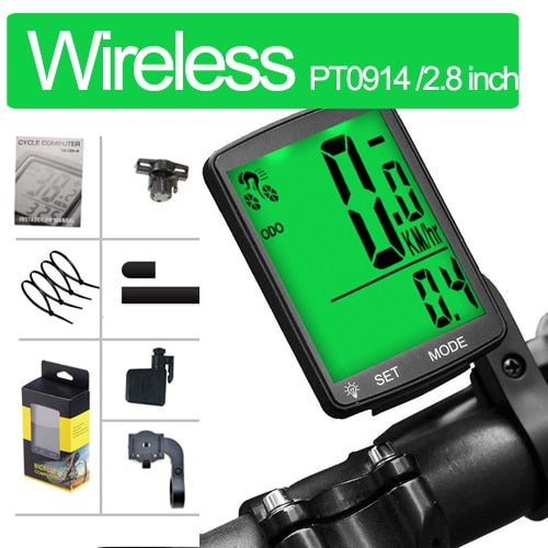 2.8" Bicycle Computer Wireless Wired Bike Computer Rainproof Speedometer Odometer Stopwatch for Cycling Accessories 2.0'' option