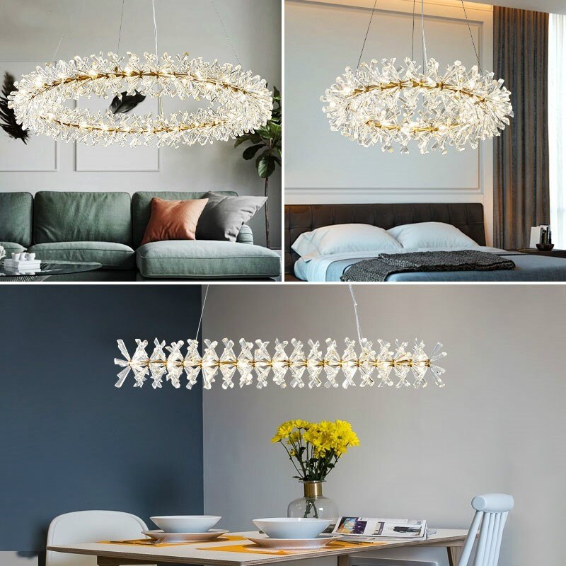 Post Modern Lustre K9 Crystal G4 Led Chandelier Foyer Luxury Plate Gold DIY Circle Chandelier Lighting Led Droplight Lamparas