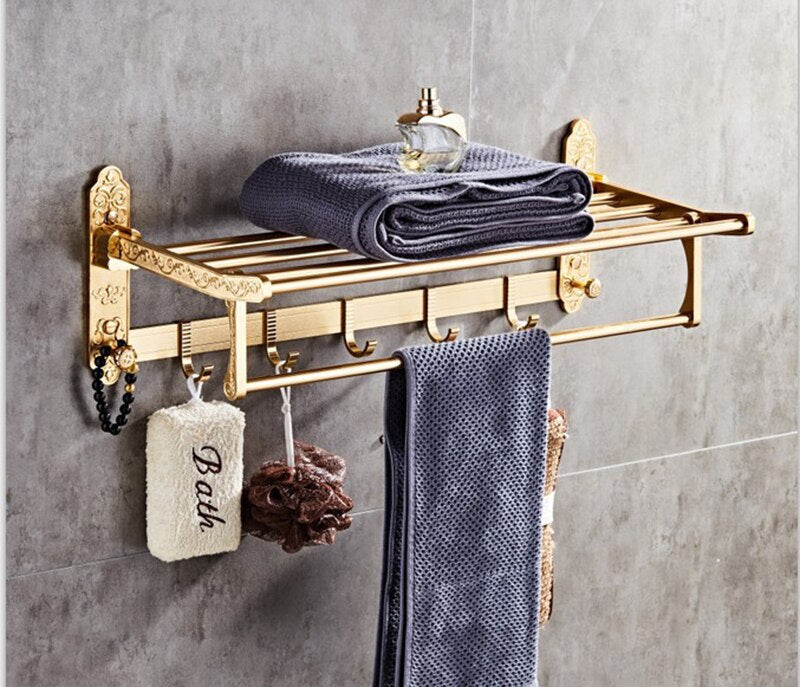 Bathroom Hardware Set Gold Towel Rack Paper Holder Towel Bar Corner Shelf Toilet Brush holder Robe Hook Bathroom Accessories