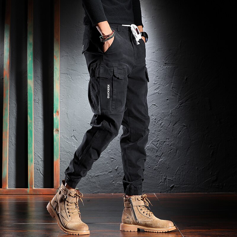 High Street Fashion Designer Joggers Jeans Men Khaki Casual Multi Pockets Cargo Pants Hombre Loose Fit Hip Hop Harem Trousers