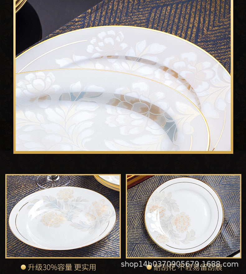 Dinning Table Plate Sets Food Ceramic Luxury Salad Porcelain Plates Dinner Sets Serving Aparelho De Jantar Dinnerware