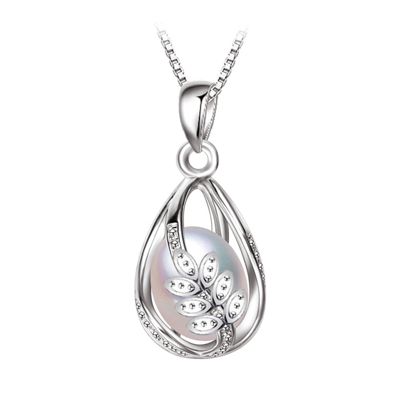 FENASY Natural Freshwater Pearl Pendant Cage Necklace Fashion 925 Sterling Silver Boho Statement Necklace Pearl Jewelry