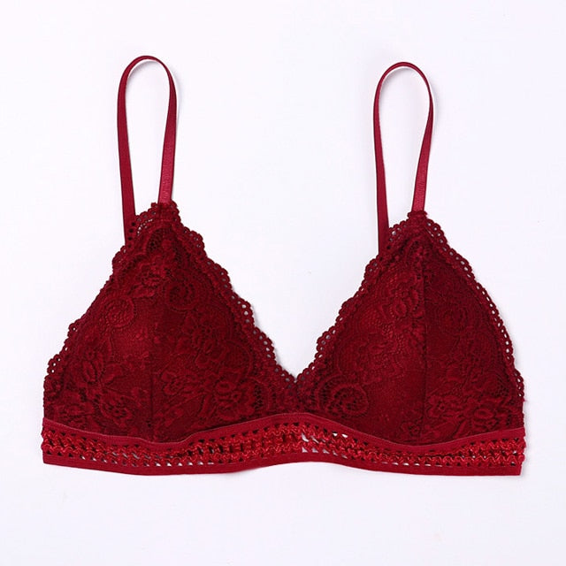 1/2PCS Women Bralette French Style Lace Bra Girls Triangle Cup Lingerie Deep V Wireless Underwear Soft Thin Seamless Bra