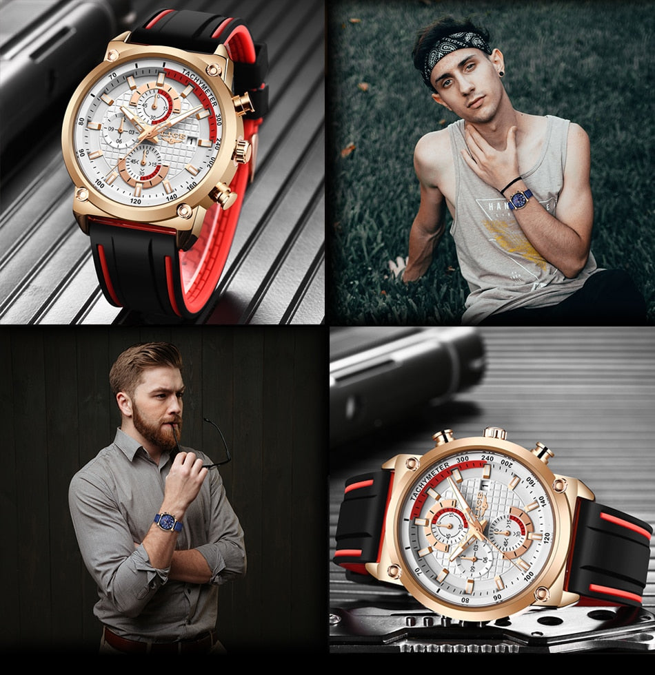 2022 LIGE New Mens Watches Top Brand Luxury Dial Clock Male Fashion Silicone Waterproof Quartz Gold Watch Men Sport Chronograph