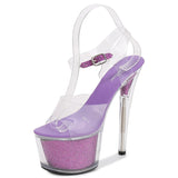shuzumiao 2021 Women's Nightclub Super High Heels 17CM 15CM Stiletto Platform Transparent Crystal Sandals for Show Ladies Shoes