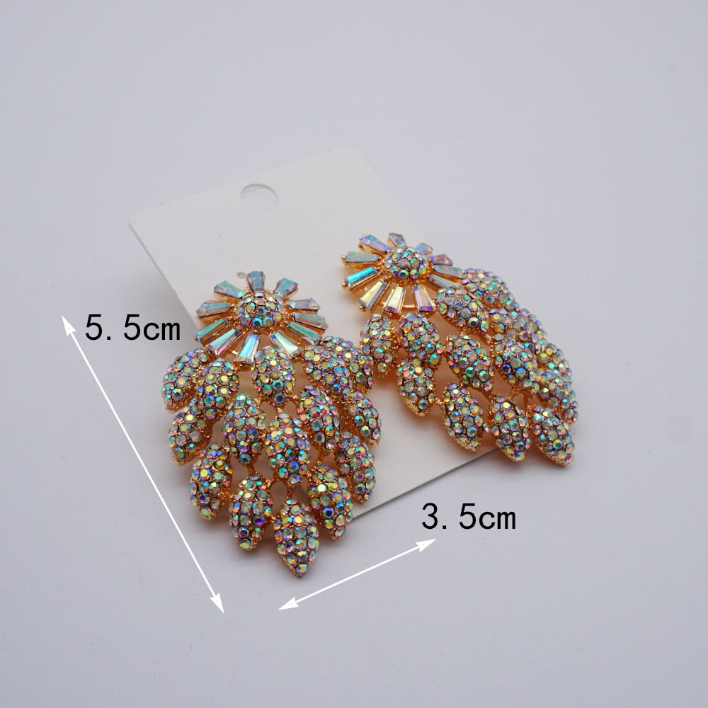 New Styles Long Metal Colorful Crystal Drop Earrings High-Quality Fashion Rhinestones Jewelry Accessories For Women Gift Party