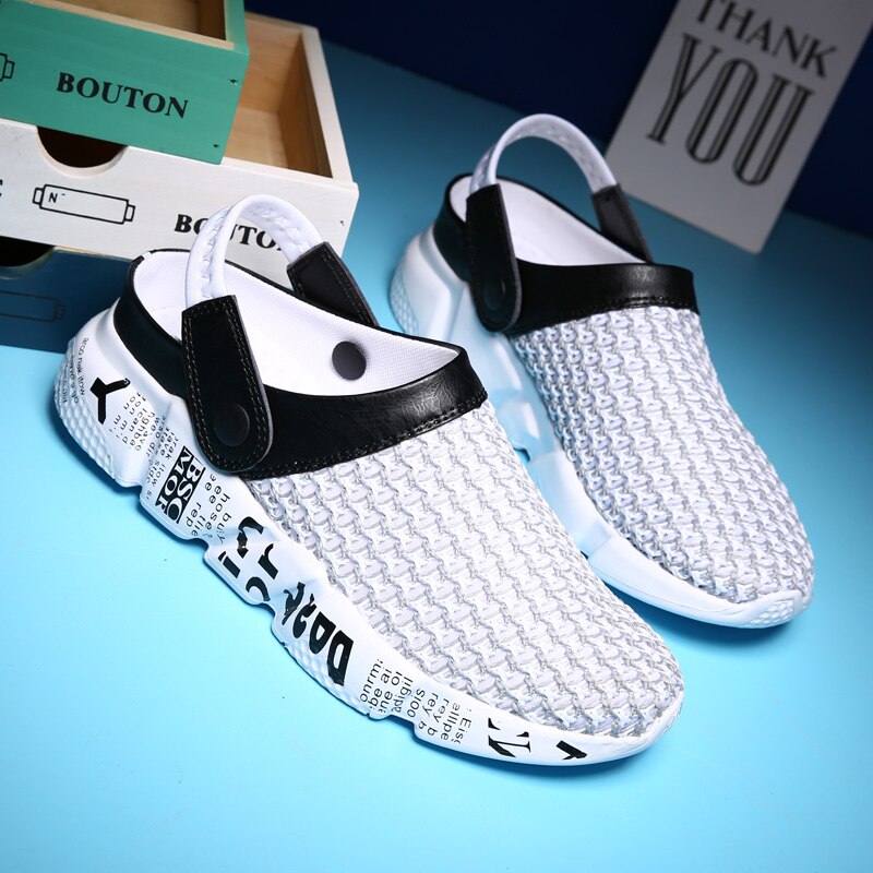 Fashion Sneakers Without Laces Man Handmade Beach Men's Summer Shoes Big Size Mesh Sneakers Light Shoes 2021 Outdoor Flats A-032