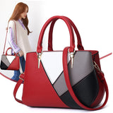 2020 European and American ladies shoulder bag stitching solid color PU leather handbags female bags classic large-capacity bag