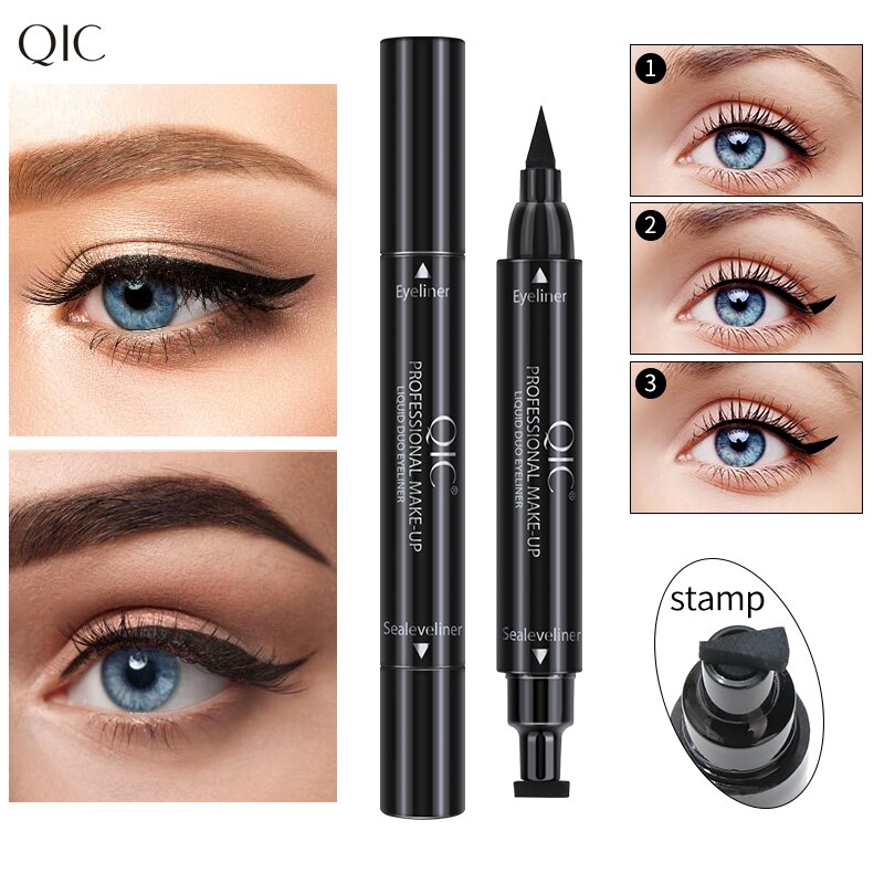 Cosmetic Eyeliner Pencil Waterproof Eyeliner Stamp Black Quick Dry Double Head Liquid Eye Liner Easy Wear Makeup Tools Girlglee