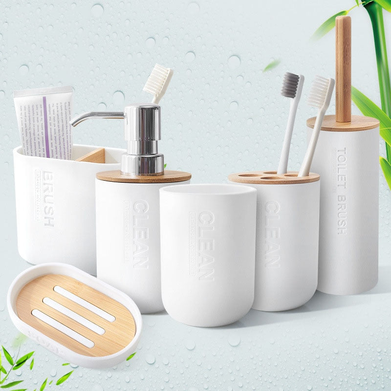 Reusable Bamboo Wooden Toothbrush Holder Eco Friendly Brushing Cup Emulsion Soap Dispenser Bathroom Kitchen Accessories