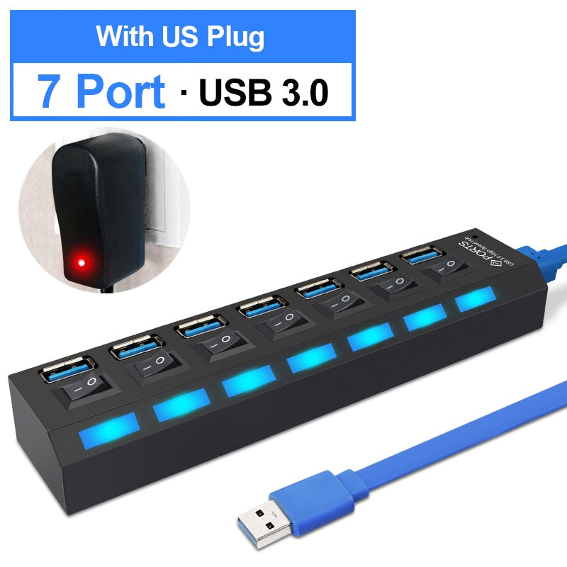 USB Hub 3.0 Hub USB 3 0 Multi USB Splitter USB 3 Hab Use Power Adapter USB 2.0 Hub 4/7 Port With Switch Computer Accessories