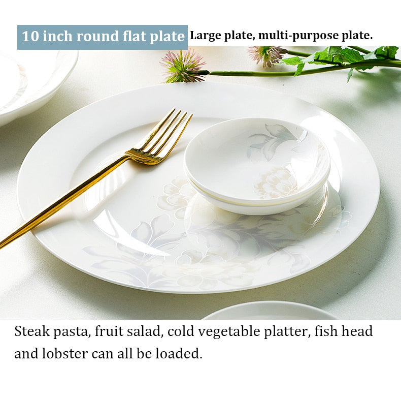 Dinning Table Plate Sets Food Ceramic Luxury Salad Porcelain Plates Dinner Sets Serving Aparelho De Jantar Dinnerware