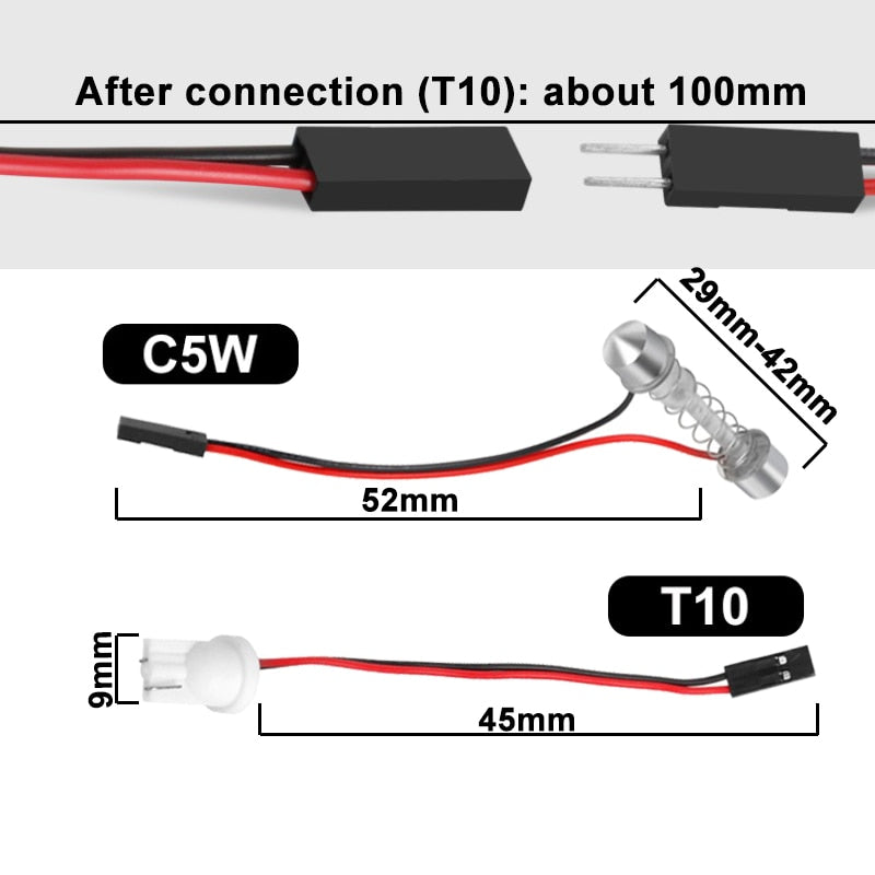 1 PCS C5W LED Bulb C10W Festoon 31mm 36mm 39mm 42mm T10 W5W LED Light COB 12V 6500K White Car Interior Dome Reading Trunk Lamps