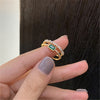 2020 Korea's New Retro Green Double-layer Ring Fashion Simple Versatile Open Ring Elegant Ladies' Jewelry