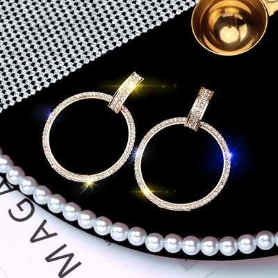 New Arrival Metal Hyperbole Round Women Dangle Earrings Fashion Female Korean Simple Jewelry Circle Earrings