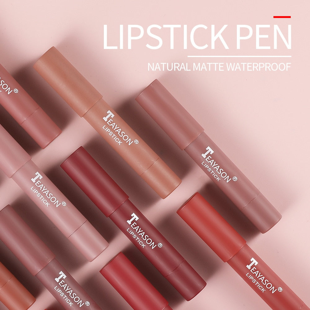 12 color velvet matte lipstick pen waterproof long-lasting sexy red lip stick stick cup makeup lip gloss pen cosmetics