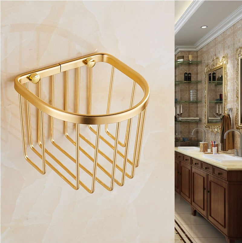 Bathroom Hardware Set Gold Towel Rack Paper Holder Towel Bar Corner Shelf Toilet Brush holder Robe Hook Bathroom Accessories