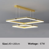 Modern Minimalist Luster Square Black Gold LED Chandelier for Bedroom Living Room Restaurant Loft Home Indoor Light Fixture