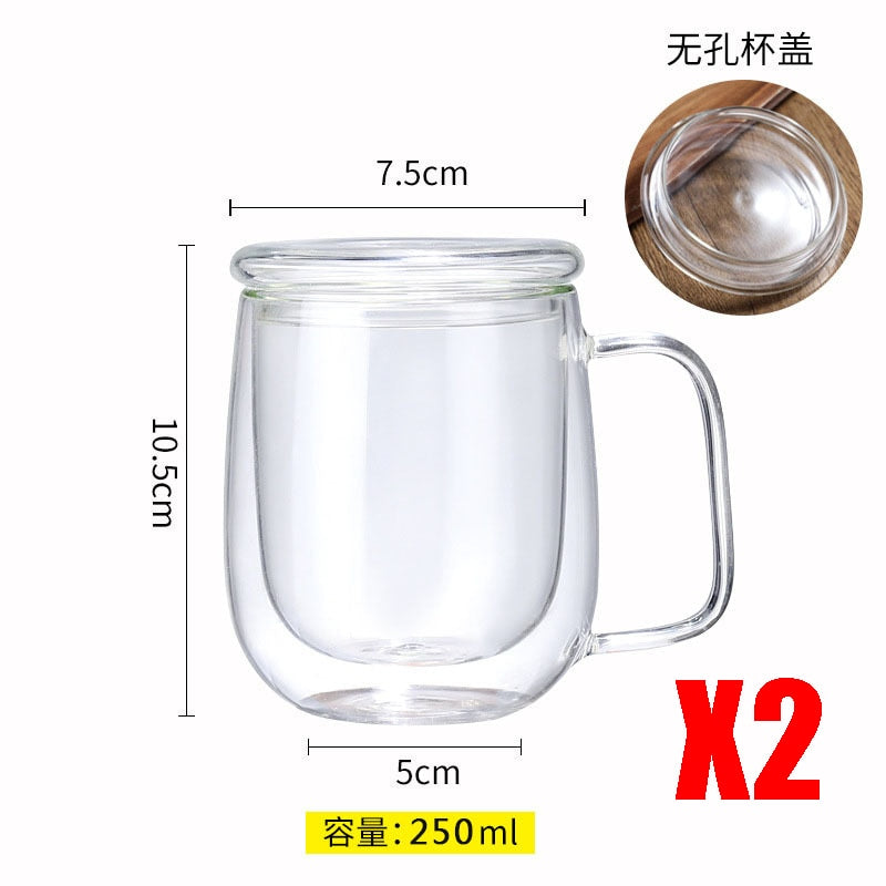 4pcs Heat Resistant Double Wall Tea Glass Cup Beer Coffee Cup Set Handmade Creative Healthy Beverage Glasses Transparent Drink