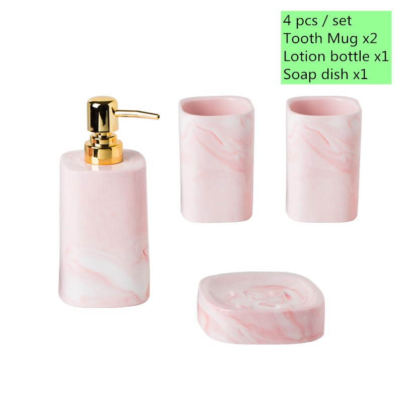 European Bathroom Wash Set Ceramic Soap Dispenser Perfume Bottle Soap Dish Mouthwash Cup With Tray Home bathroom accessories