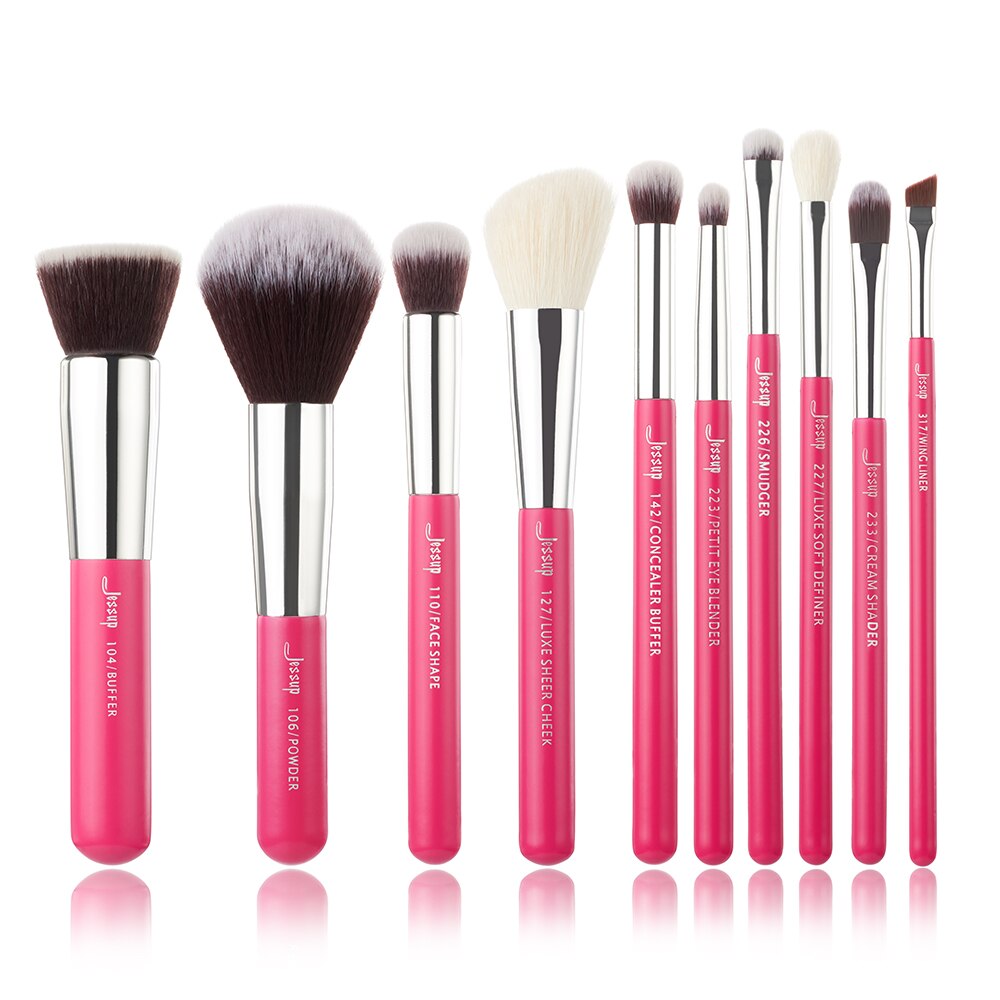 Jessup Brand Pearl White/ Rose Gold Makeup Brushes set professional Make up Brush Tool kit Foundation Powder Buffer Cheek Shader