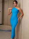 Adyce 2022 New Fashion Elegant Women One Shoulder Bandage Dress Sexy Sleeveless Bodycon Sky Blue Celebrity Evening Party Dresses