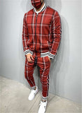 2022 New gyms Men's Sets 2 Pieces Sets Tracksuit Men's Jackets+Pants suit Sportwear Gentlemen Plaid Mens Sports Suit men Clothes