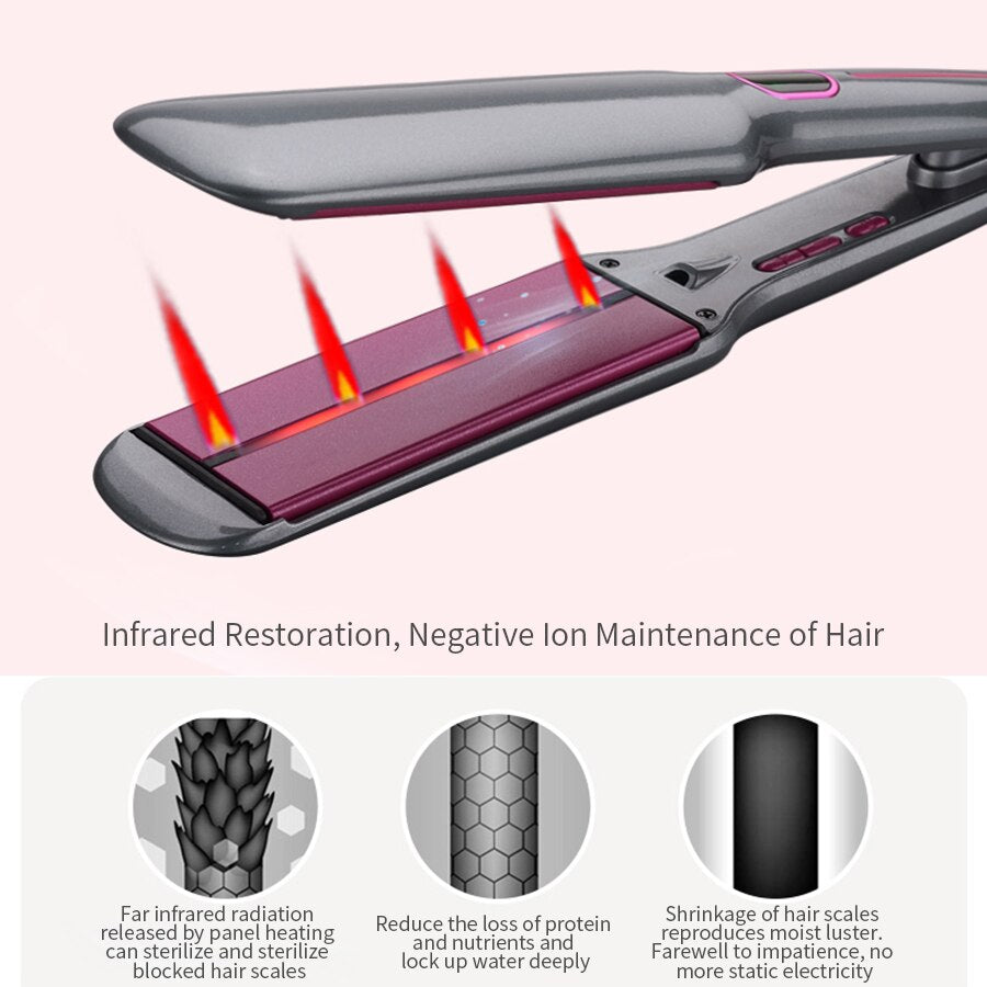 Professional Hair Straightener Anion Infrared Straightener Hair Clip LCD Display 2inch Wide Plate Flat Iron