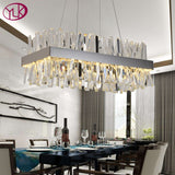 Youlaike Modern Crystal Chandelier For Dining Room Rectangle Design Kitchen Island Lighting Fixtures Chrome LED Cristal Lustre