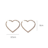 FYUAN Fashion Big Heart Crystal Hoop Earrings for Women Bijoux Geometric Rhinestones Earrings Statement Jewelry Gifts