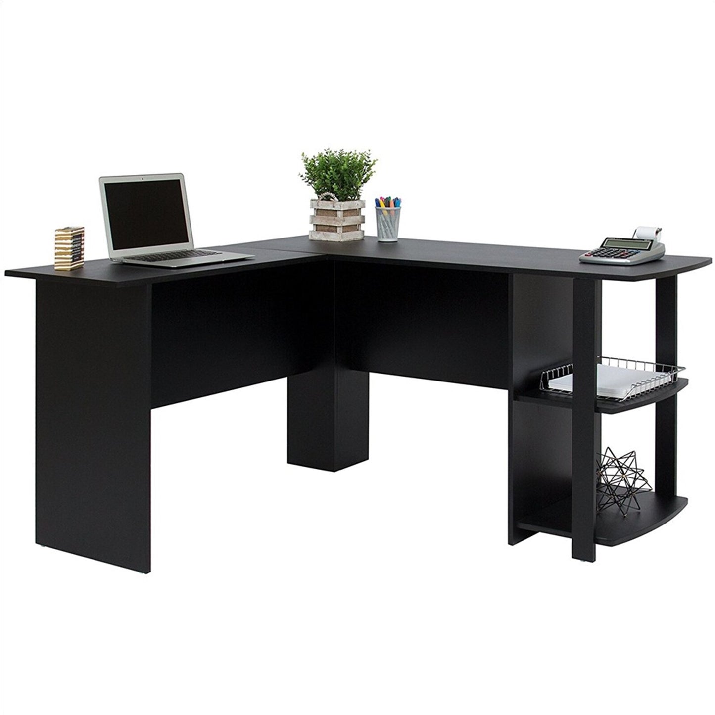 L-Shaped Desktop Computer Desk Study Table Office Table Easy to Assemble Can Be Used in home and office Black