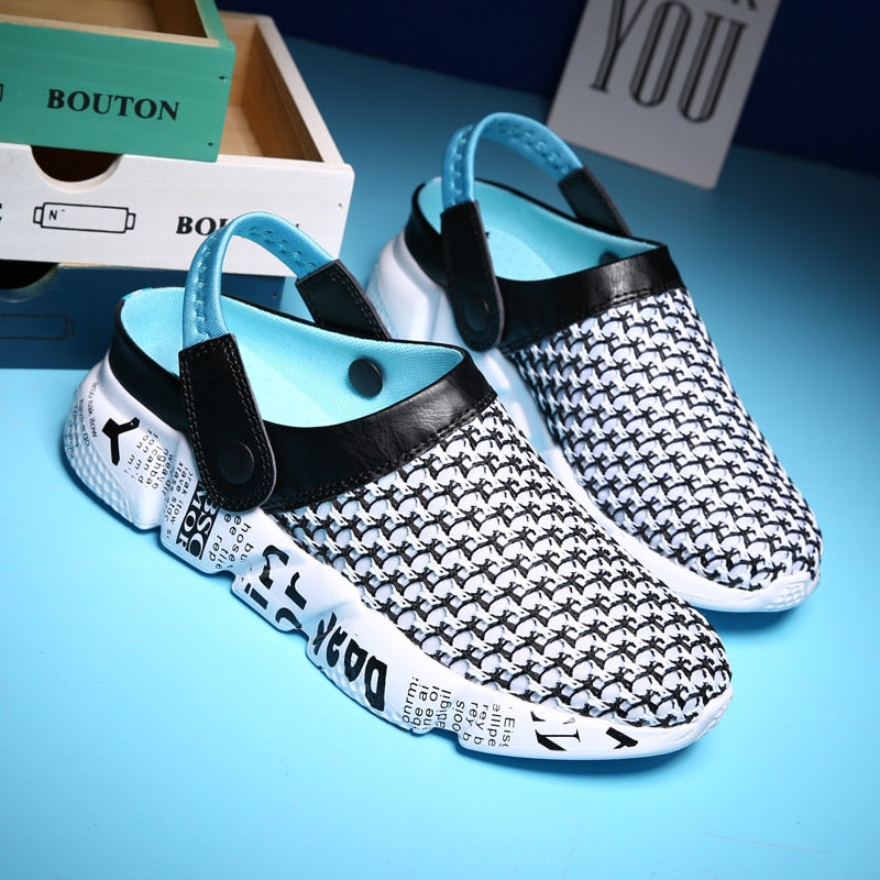 Fashion Sneakers Without Laces Man Handmade Beach Men's Summer Shoes Big Size Mesh Sneakers Light Shoes 2021 Outdoor Flats A-032