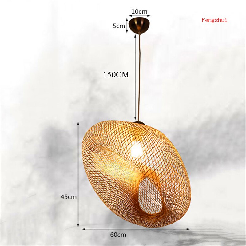 Modern Art Pendant Lights Vintage Bamboo Lamp Restaurant Rattan Pendant Lamp for Living Room Hanging Kitchen Lamp Light Fixtures