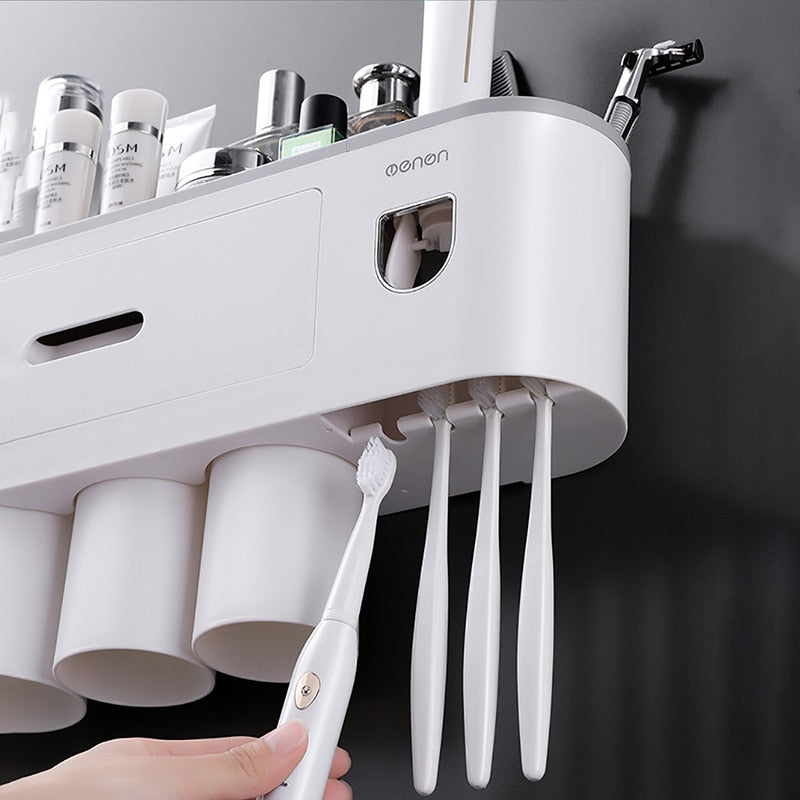 ONEUP Bathroom Accessories Sets New Toothbrush Holder Automatic Toothpaste Squeezer Wall Mount Storage Rack Bathroom Product