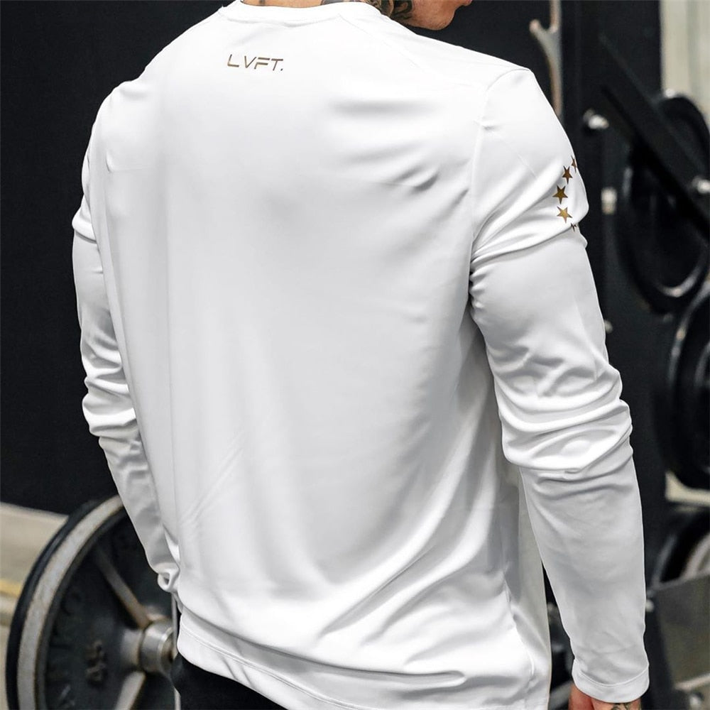 New Sports Long-Sleeved Round Neck Quick-Drying Men's T-SHIRTS Tight Running Basketball Training Suit Athletic Goods Tee